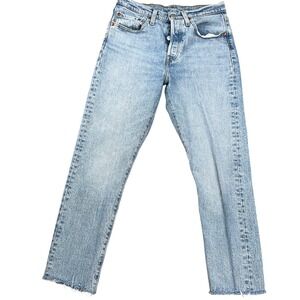 Levis 501S Big E Jeans Student 26W 28L Blue Button Fly Slim Straight Fringe